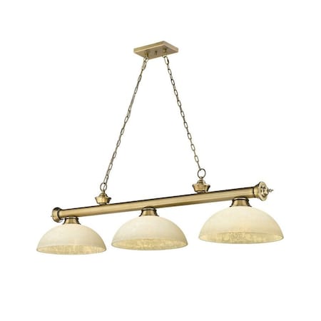 Z-Lite Cordon 3 Light Billiard, Rubbed Brass & Golden Mottle 2306-3RB-DGM14